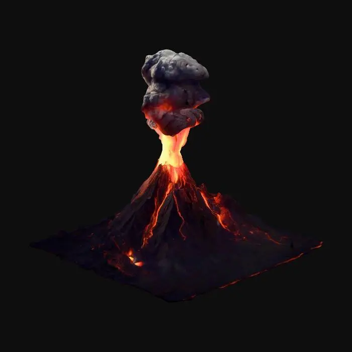 3D model for Volcano erupting