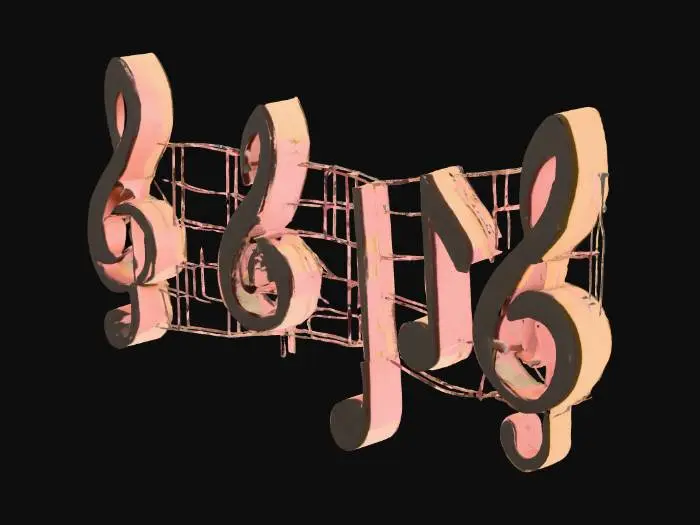 3D model for Solid Music notes 