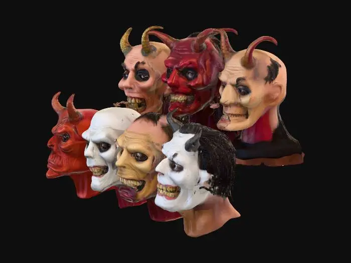 3D model for 7 individual distorted face masks representing the 7 deadly sins  