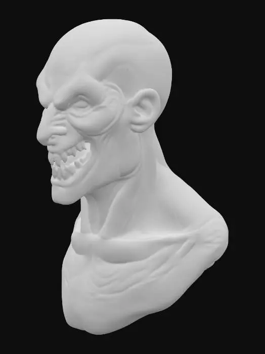 3D model for a human face mask representing the sin of wrath
