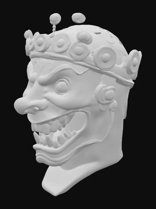 3D model for a human face mask representing the sin of greed


