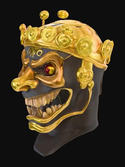 3D model for a human face mask representing the sin of greed


