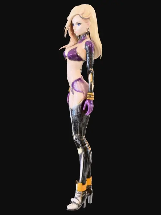 3D model for Anime style female figurine, highly detailed, curvaceous body shape, hourglass figure, wearing a tight stylish outfit, dynamic pose, high quality, solid 3D model, professional sculpture.