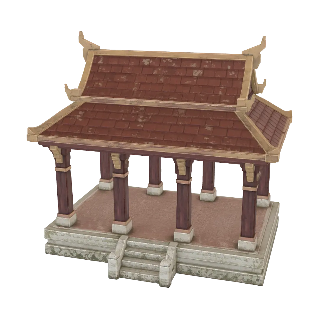 Thai ancient sala - Pagoda 3D model, vytvořený pomocí AI