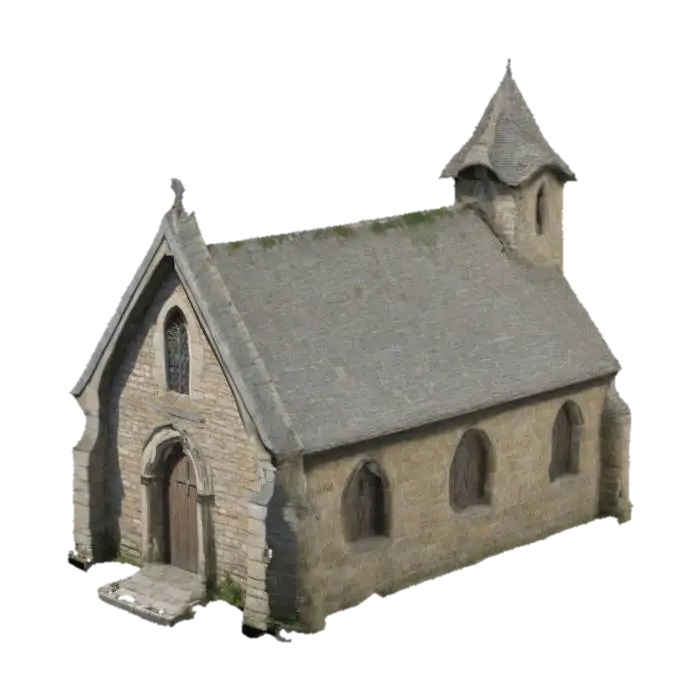 Modelo 3D de small medieval stone church, generado por IA