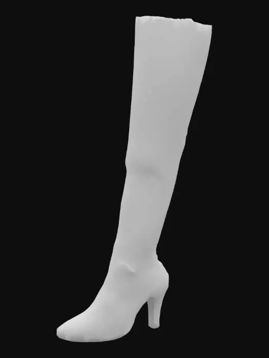 3D model for stivali alti alla coscia con tacco a spillo e zip laterale fino a al ginocchio