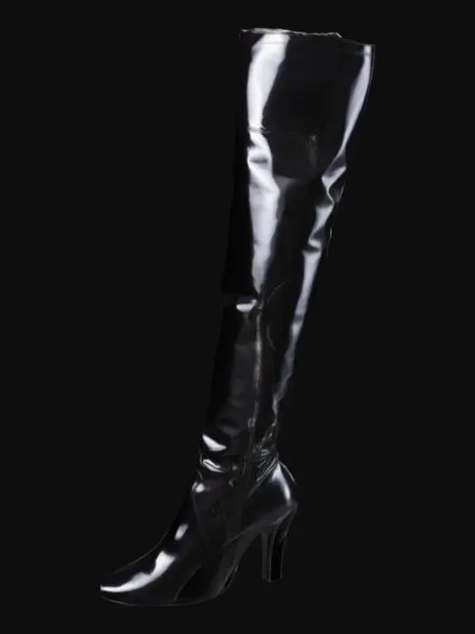 3D model for stivali alti alla coscia con tacco a spillo e zip laterale fino a al ginocchio