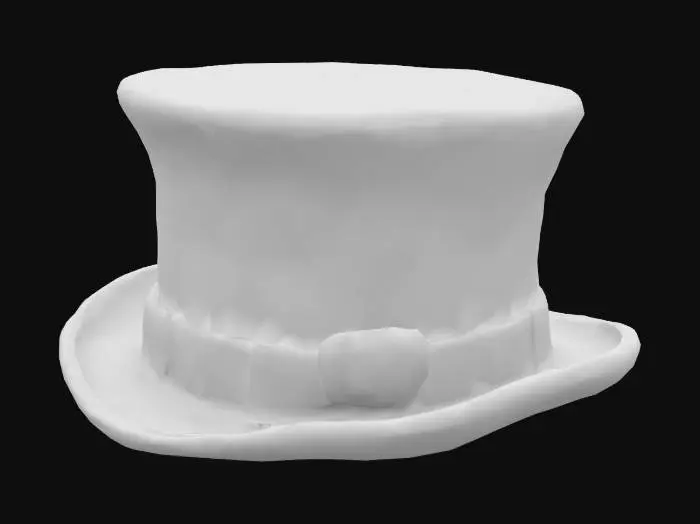 3D model for A stage magician’s top hat made of old felt and with mystic runes on the hat ban.