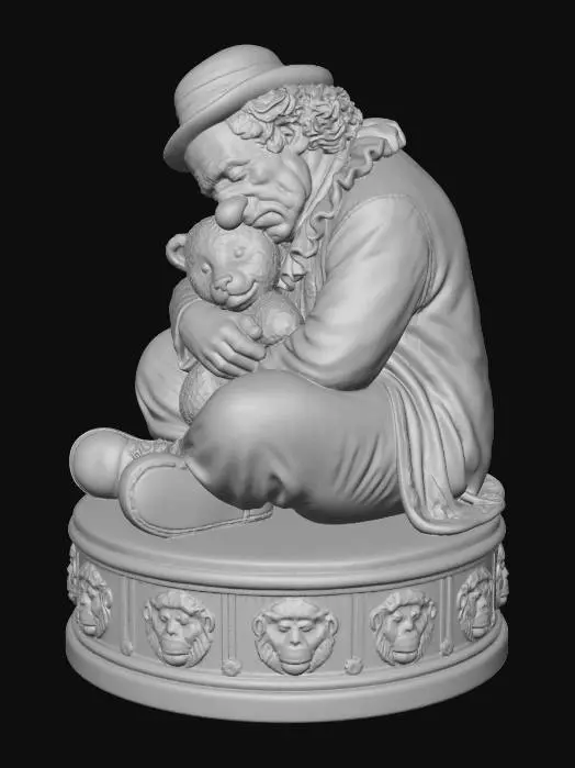 3D model for Sad Clown Embracing a Teddy Bear