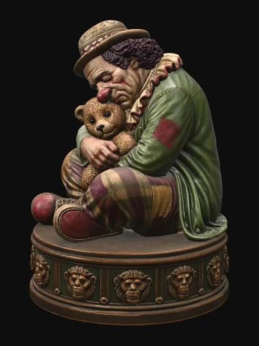 3D model for Sad Clown Embracing a Teddy Bear