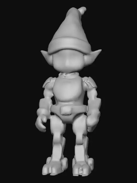 3D model for A small robotic elf helper built from polished red-and-green alloy panels, accented with glowing white trim like festive lights; nimble multi-tool hands designed for gift assembly; a friendly LED face with expressive pixel-eyes; peppermint-striped servos; tiny jingle-bell antenna; softly whirring holly-shaped cooling vents; standing in Santa’s AI Workshop surrounded by holographic toy schematics, shimmering snow-dust particles, and warm golden workshop lighting; whimsical, ultra-detailed, bright Christmas aesthetic, high-resolution., #Christmas2025#