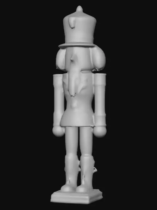 3D model for A hyper-mechanized nutcracker soldier with loose springs, chipped enamel, and a cracked internal gear-jaw exposed, #Christmas2025#