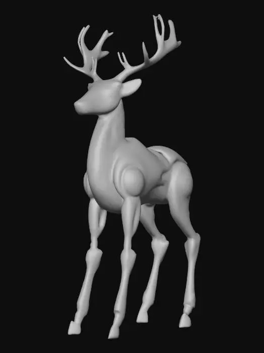 3D model for Robotic reindeer with chrome body plating, articulated carbon-fiber legs, holographic antlers emitting soft blue light, photonic eye strips, sleek aerodynamic build designed for fast snow traversal., #Christmas2025#