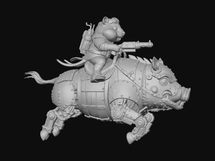 3D model for Gunner Hamster on a Steel Warhog