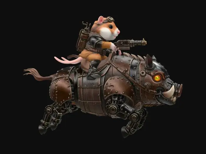 3D model for Gunner Hamster on a Steel Warhog