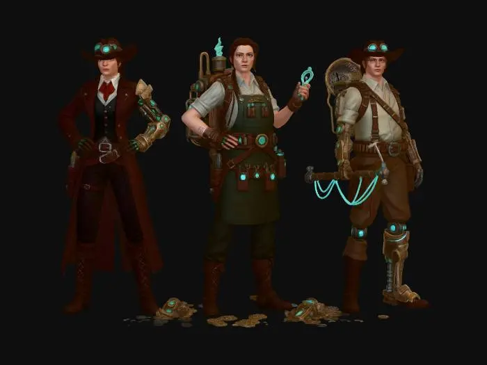 3D model for Three Clockwork Adventurers