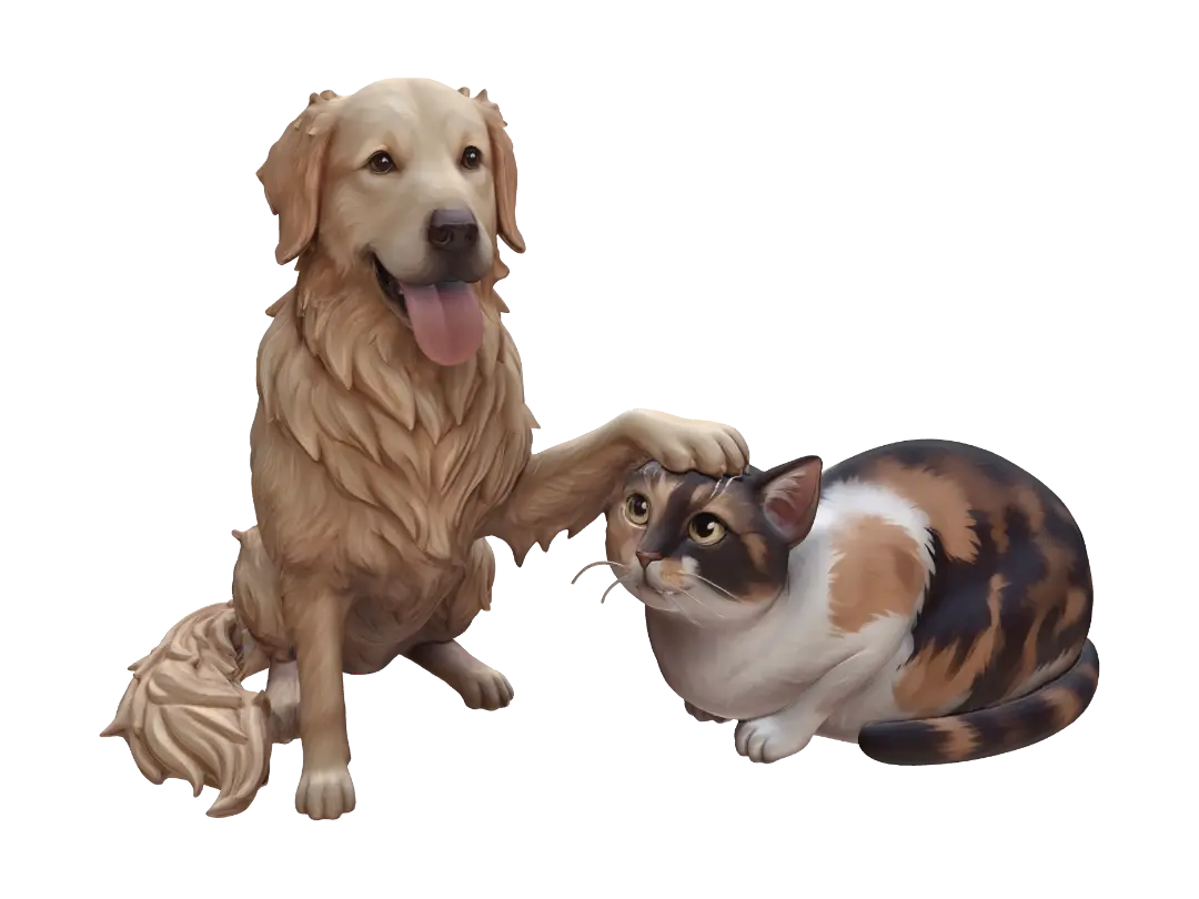 My Pets, Pucca & Aria, I miss you - Whiskers 3D model, vytvořený pomocí AI