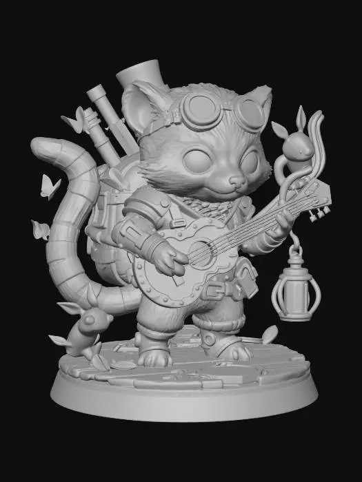 3D model for Steampunk Raccoon Bard