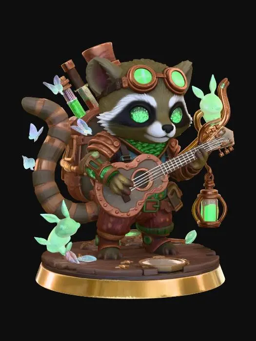 3D model for Steampunk Raccoon Bard