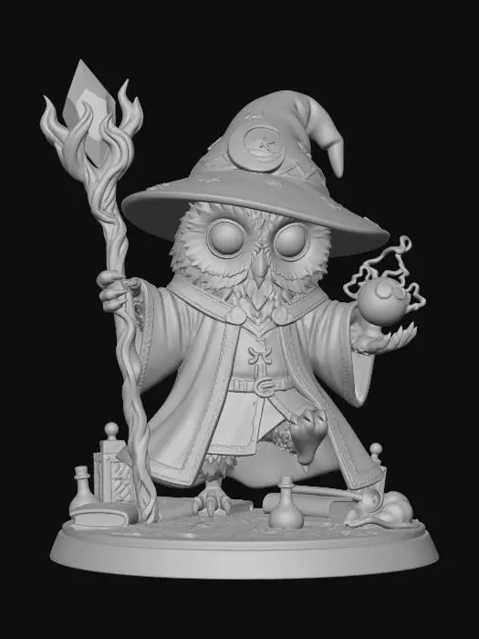 3D model for Owl Wizard in the Grand Library