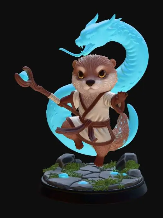 3D model for Otter Monk and the Water Dragon