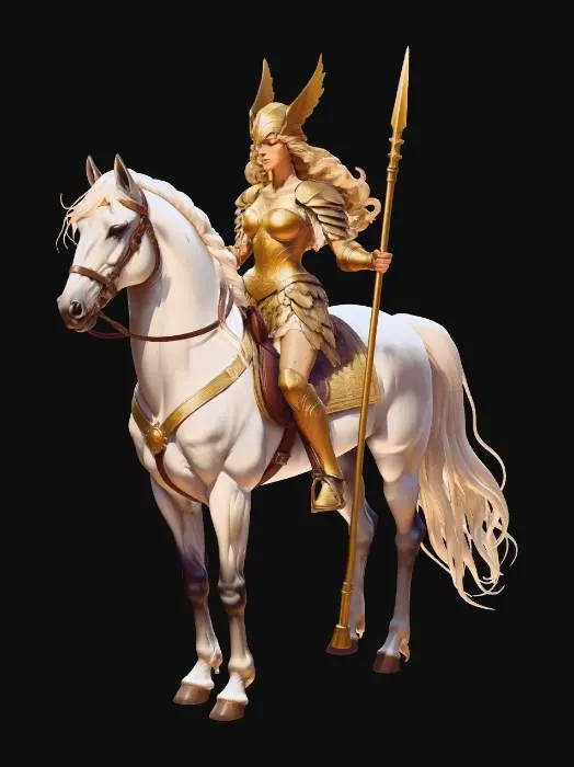 3D model for Golden Valkyrie on a White Steed