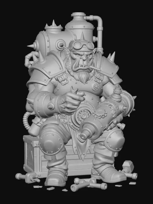 3D model for Steampunk Orc Tinkerer