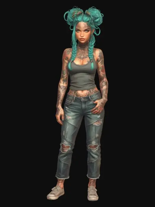 3D model for Turquoise Tresses and Tattoos