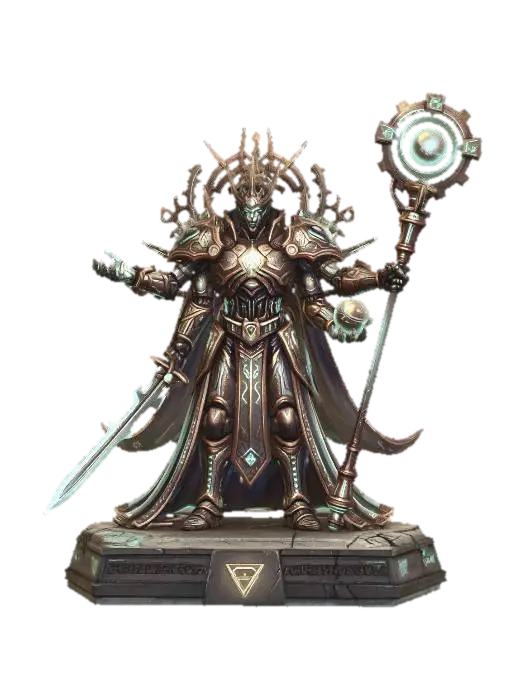 Gearbound Archmage 3D model, vytvořený pomocí AI