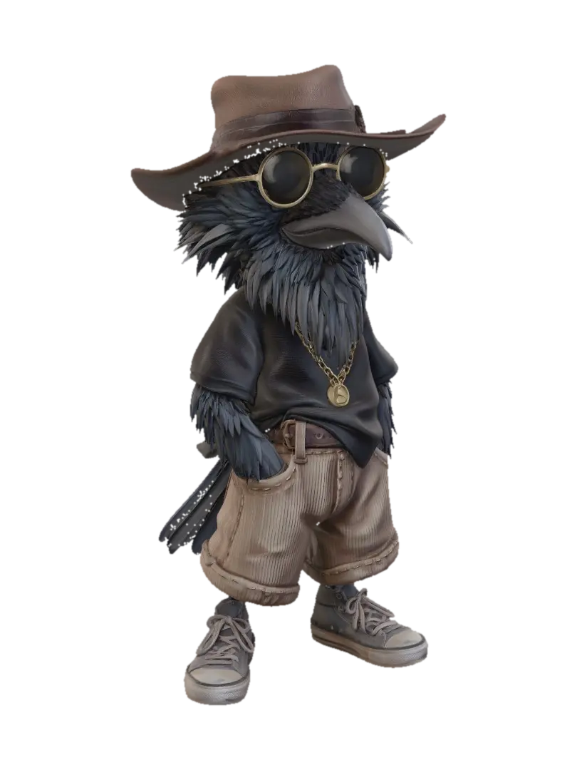 Stetson Raven - Feathered 3D model, vytvořený pomocí AI