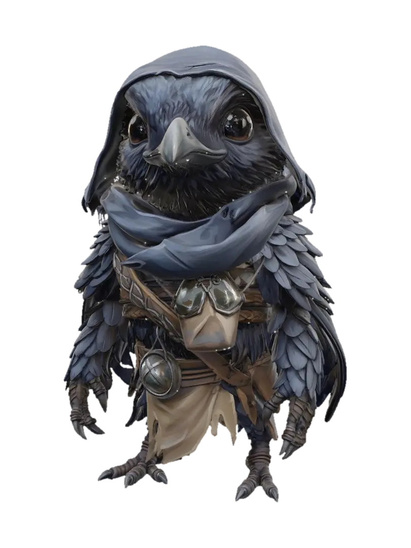 Autumn Raven Sentinel - Tag 3D model, vytvořený pomocí AI