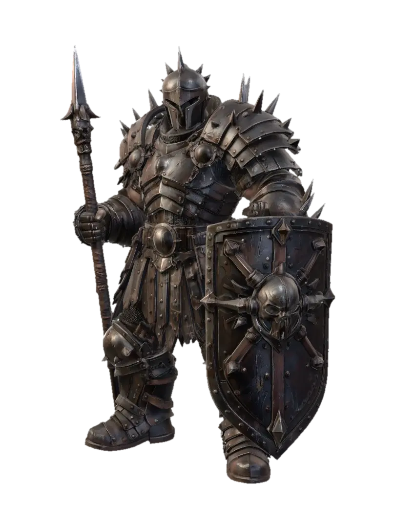 Spiked Iron Knight - Warrior-3D-modell, genererad av AI