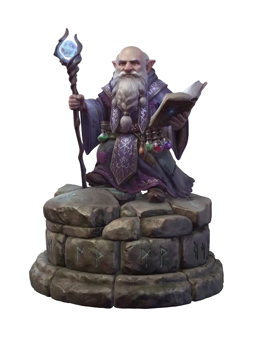Stonebound Archmage 3D model, vytvořený pomocí AI