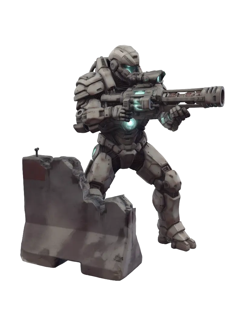 Futuristic Soldier - Visor 3D model, vytvořený pomocí AI