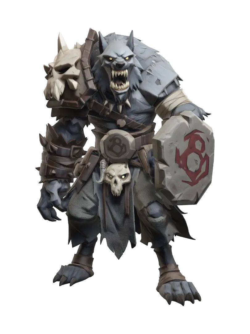 Armored Werewolf Warrior - Battlepose 3D model, vytvořený pomocí AI