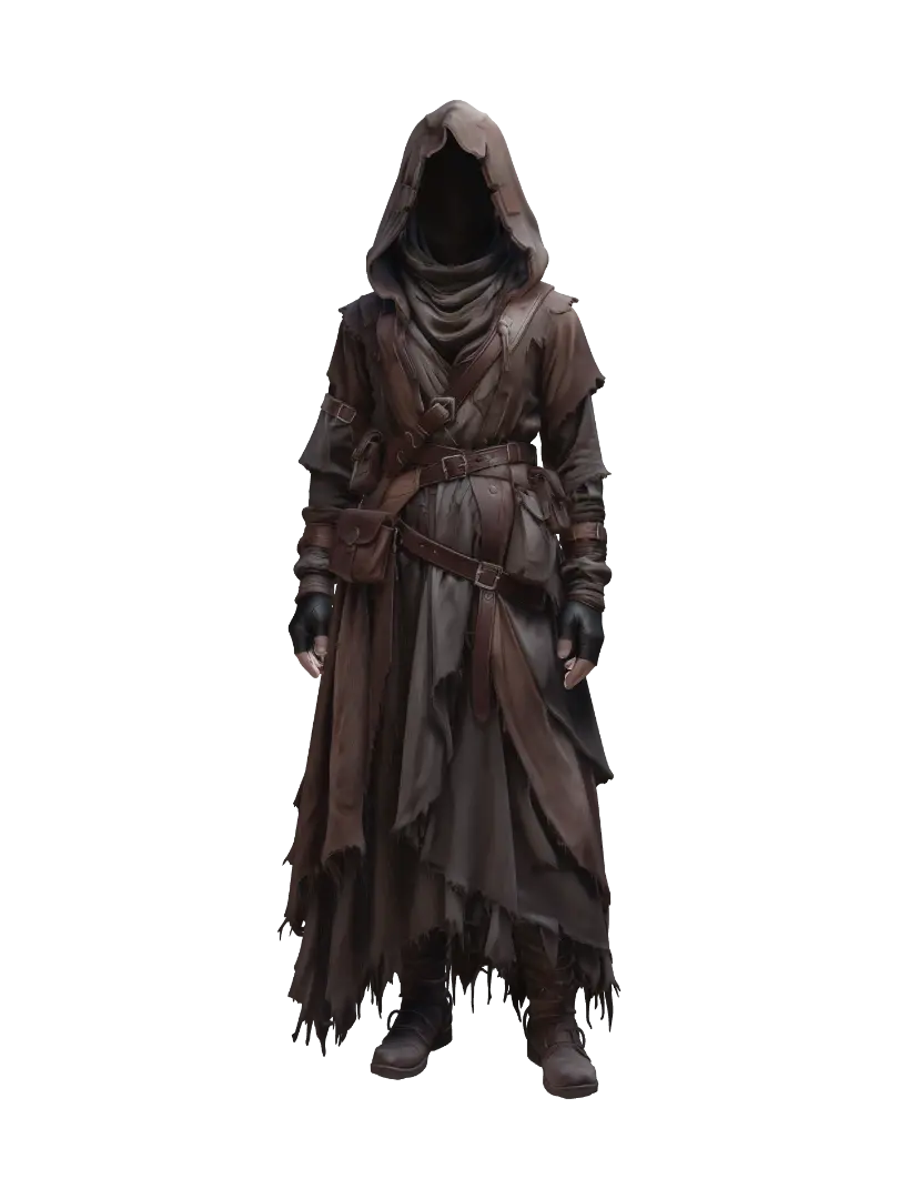 Wasteland Hooded Wanderer - Scavenger 3D model, vytvořený pomocí AI