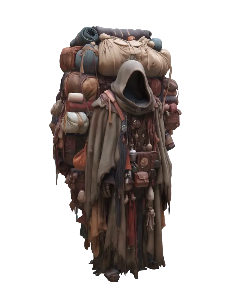 The Burdened Wanderer - Journey 3D model, vytvořený pomocí AI