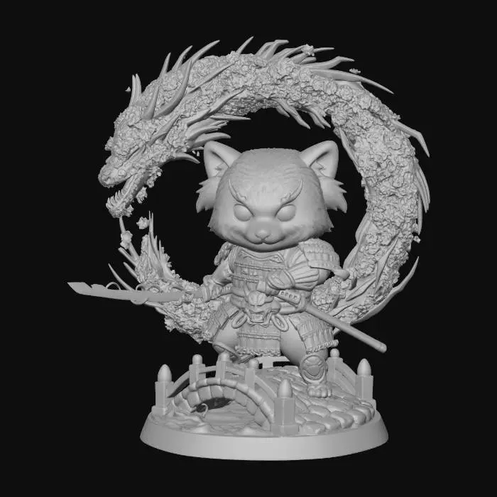 3D model for Crimson Blossom Panda Samurai