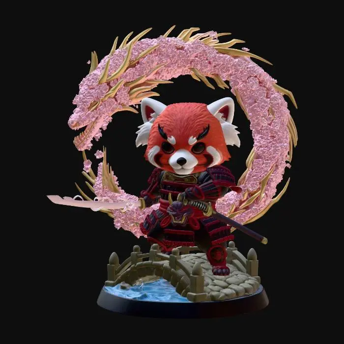 3D model for Crimson Blossom Panda Samurai
