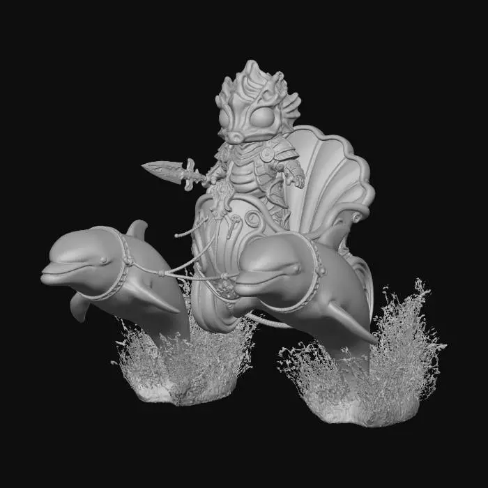 3D model for Sea Knight on a Dolphin Chariot