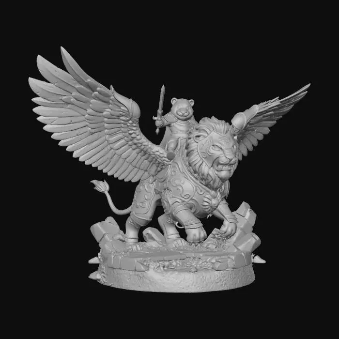 3D model for Tiger Paladin on a Winged Lion