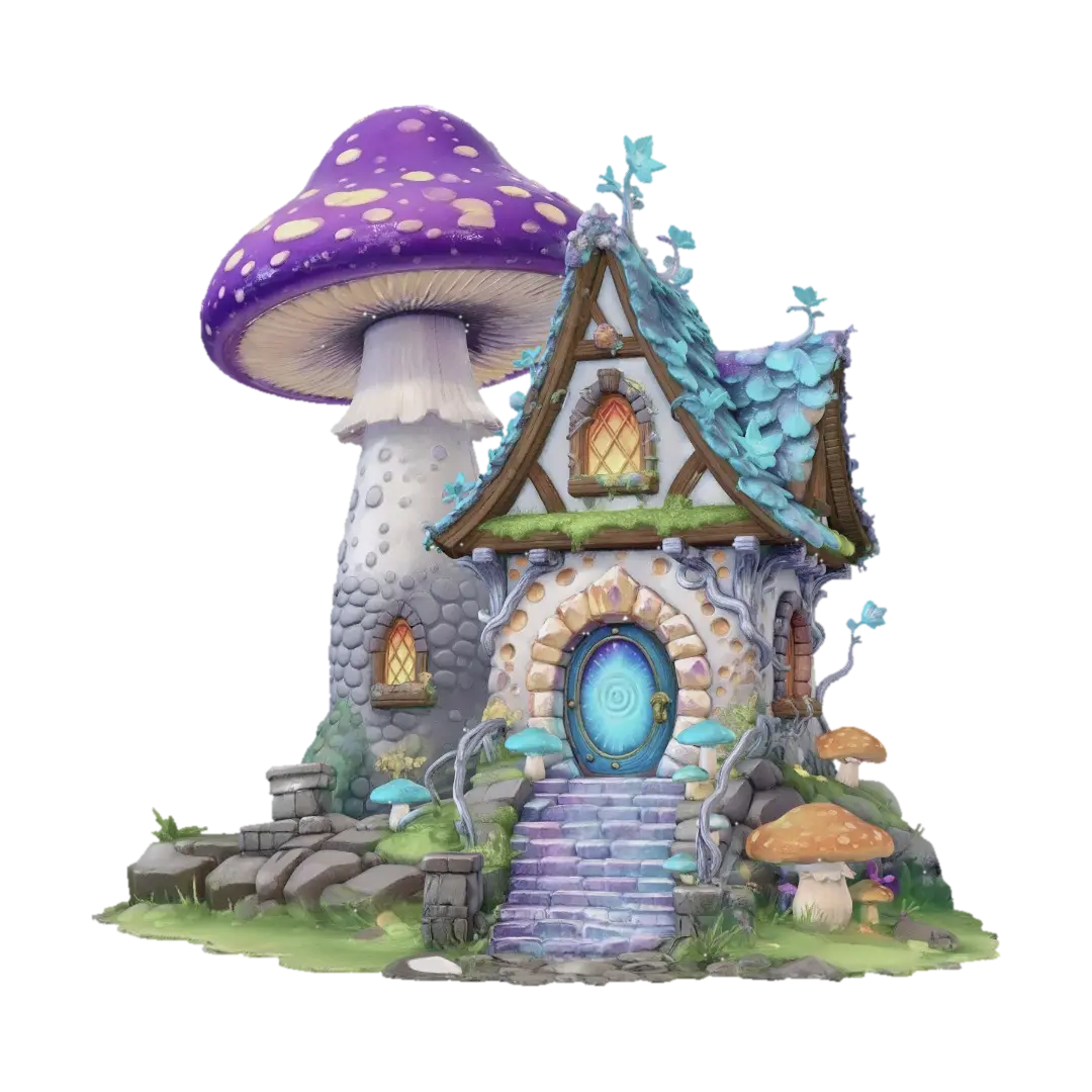 Fantasy mushroom house v2 - Window 3D model, vytvořený pomocí AI