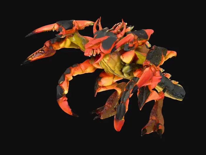 3D model for A crab body with snake heads instead of claws and snake tails instead of legs. A+ nightmare fuel.