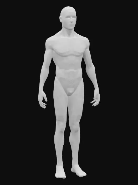 3D model for a extremely tall humanoid figure, but its skin is made entirely of fractured mirrors, Its form is unnervingly smooth and eerily symmetrical, The creature has no face, just an empty, smooth expanse where eyes and a mouth should be