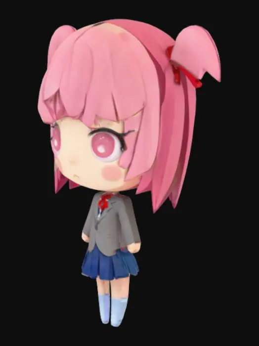 3D model for Pink Haired Chibi Character