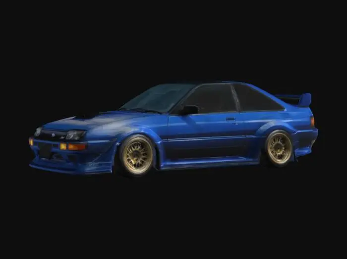 3D model for A 1985 AE86 mated with a 2008 Subaru STi.
