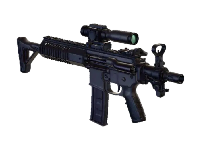 Highly detailed 3D model of a modern tactical assault rifle, realistic proportions,… - Camera 3D model, vytvořený pomocí AI