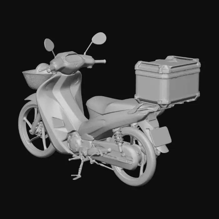 3D model for Blue Honda Touring Motorcycle with Top Case