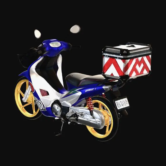 3D model for Blue Honda Touring Motorcycle with Top Case