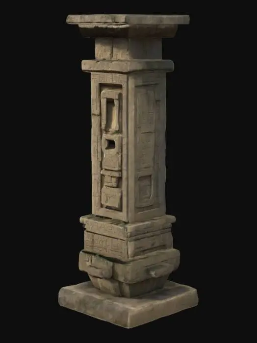 3D model for древний пиллон с консолью. Сооружение предков. Формы грубые , квадратные и прямоугольные